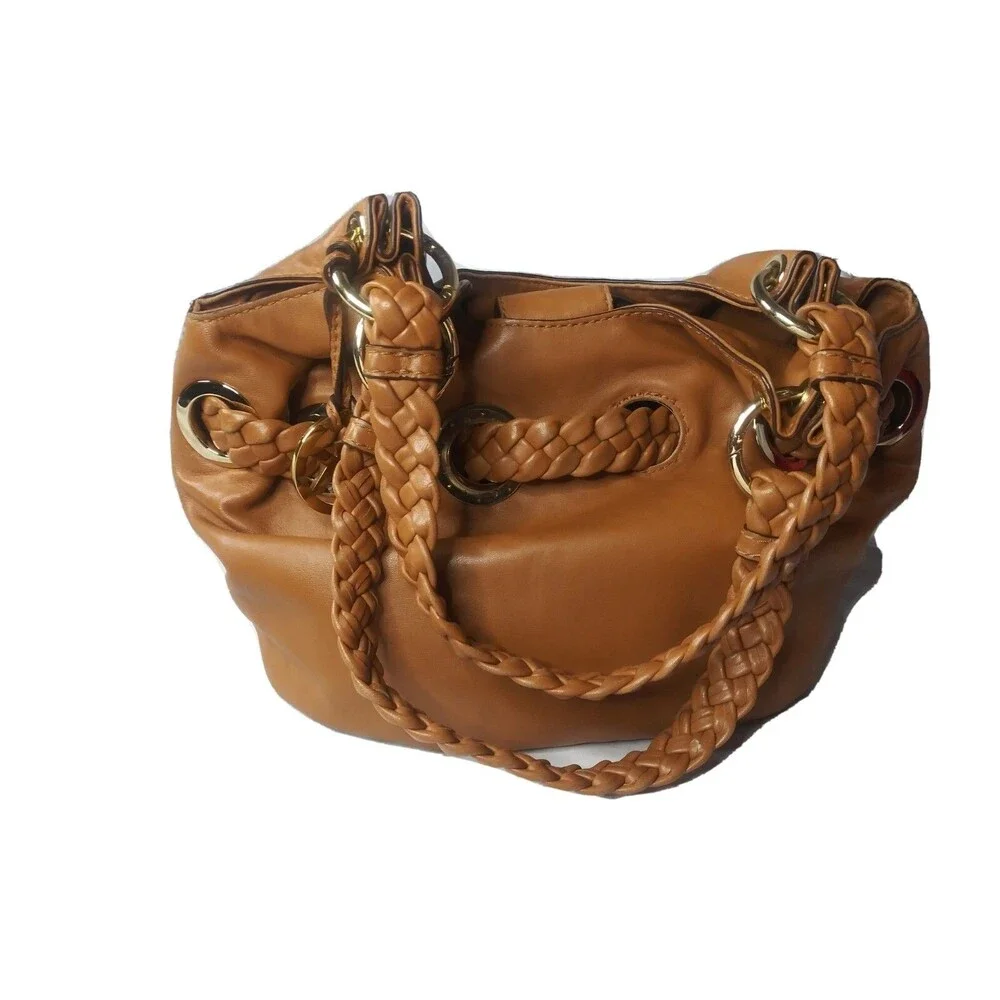 Michael Kors Braided Grommet Large Satchel Shoulder Tote Leather Handbag AS IS